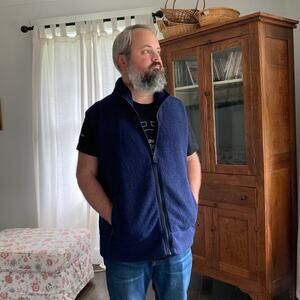 Wallin & Bros. Navy Blue Fleece Zippered Vest, XL